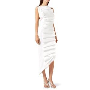 A.W.A.K.E Mode White Bib-Front Structured Dress With Open Back Size 46